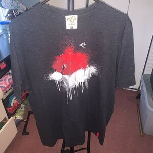 Men's Dark Gray Tee with Red and White Graphic